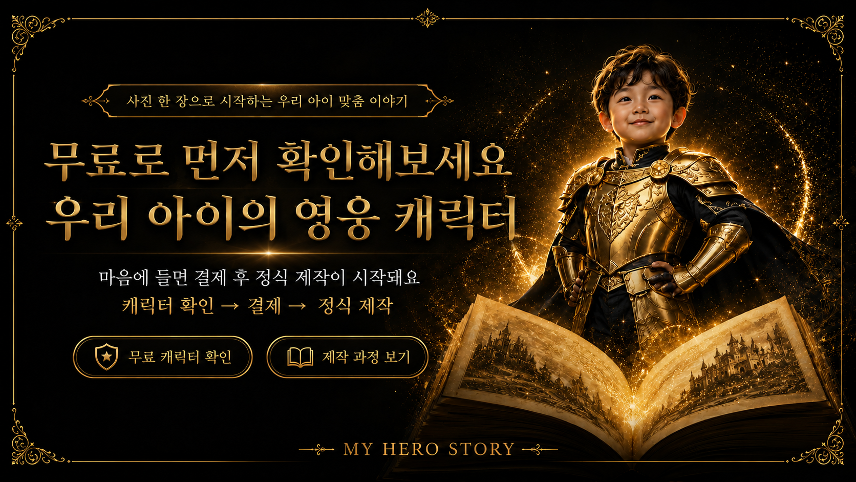 무료로 먼저 확인해보세요 — 우리 아이의 영웅 캐릭터